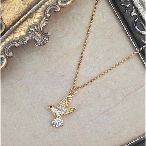 KATE SPADE • Grandma’s Closet Gold Hummingbird Necklace & Earrings Matching Set - Picture 11 of 11